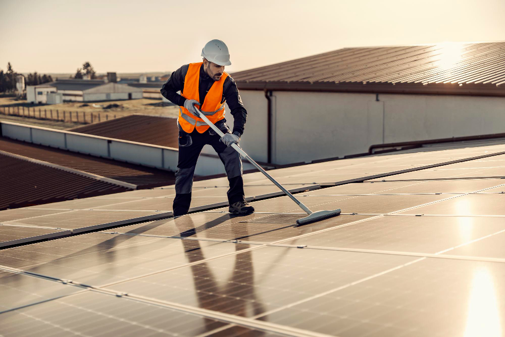 Solar panel cleaner, cleaning solar panel in senset